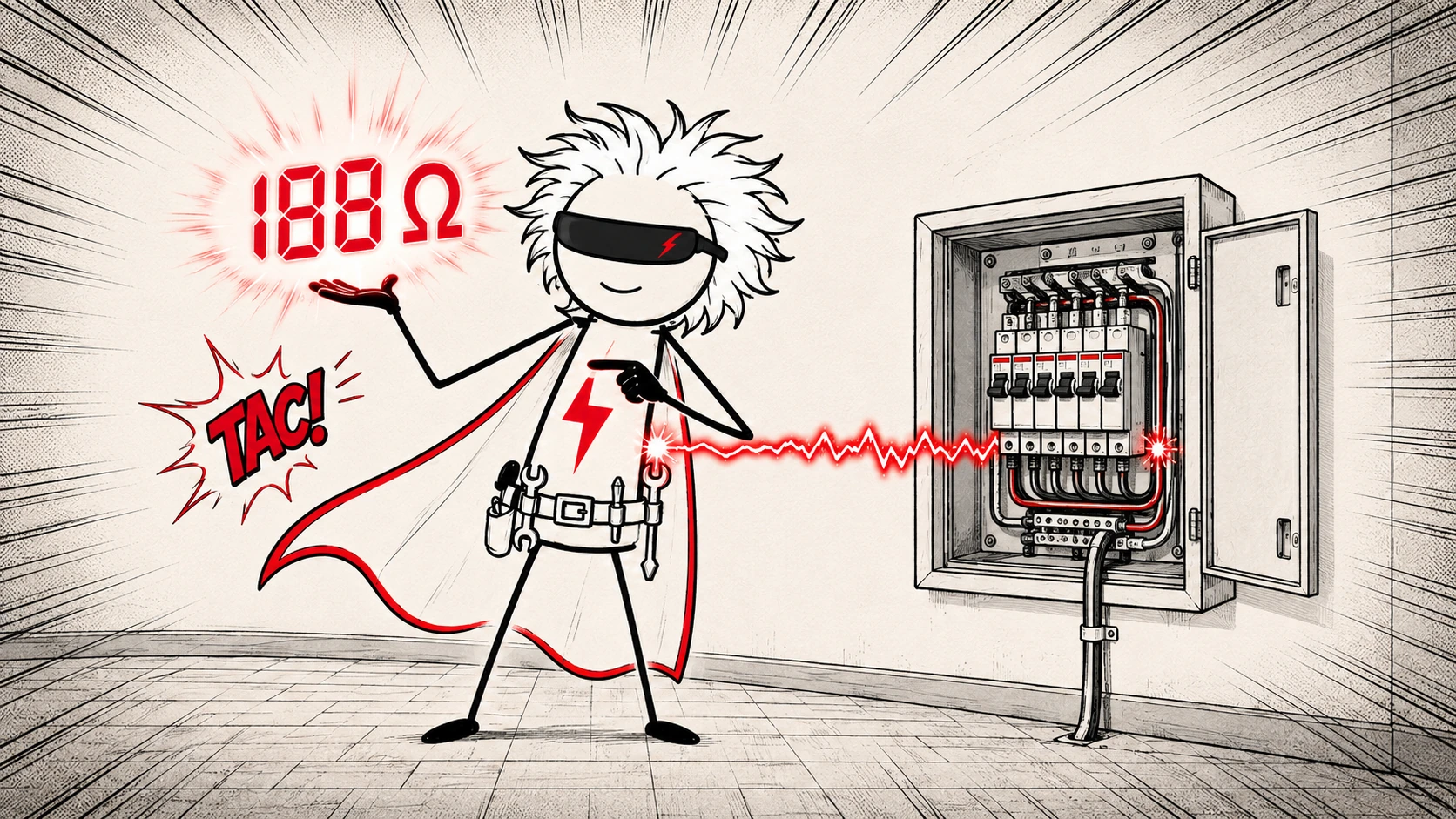 Nik mostra 188 ohm, un valore illustrativo della misura L-PE